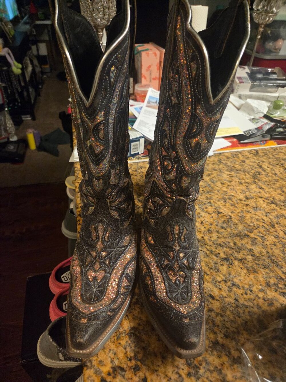 Sparkly Leather Cowboy Boots